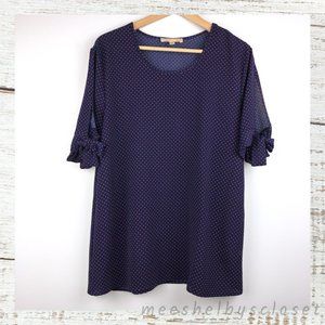 Mimi & Daphne Polka Dot Tie Sleeve Blouse Shirt